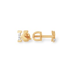 Auksiniai auskarai  su Fianitais raidė K